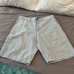 Banana Republic Shorts Mens 32 Blue White Striped Chino Regular Fit